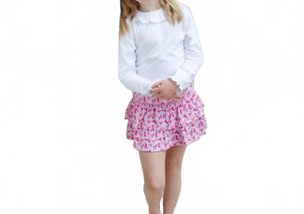 NEW LILA + HAYES girl's maggie tiered wild west skirt in hot pink